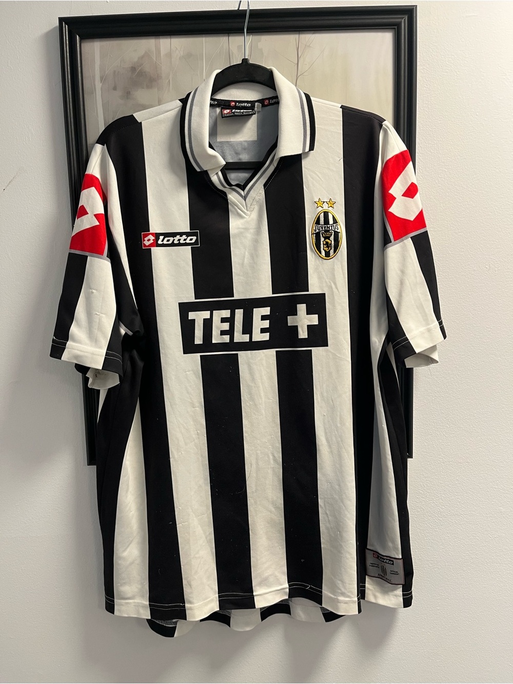 Juventus Lotto Black White Striped Soccer Jersey Copa Italia edition